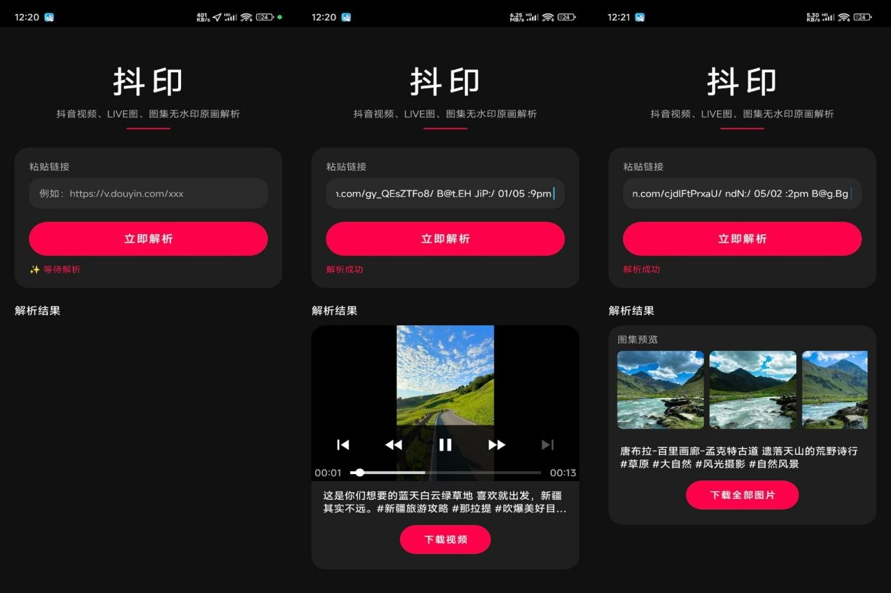 抖印_1.0.1_全面覆盖抖音视频、图集、Live图，高清原画无损保存，解析快速无压缩。